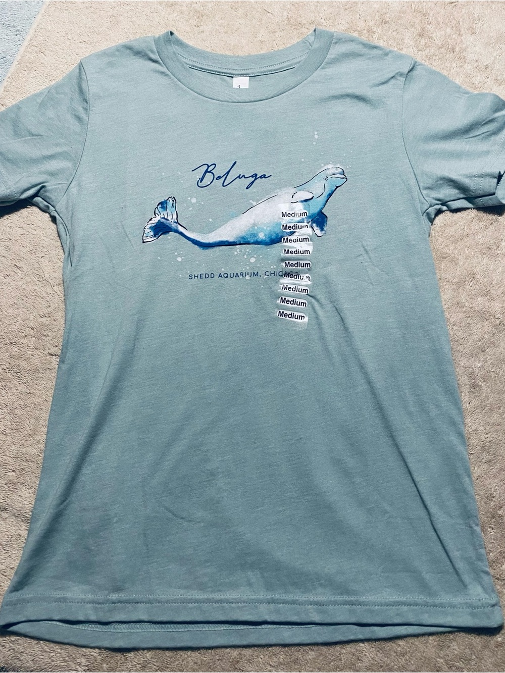 Bella+Canvas Beluga Whale T Shirt Shedd Aquarium Chicago NEW youth M